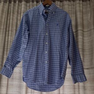 Brooks Brothers Blue Plaid button-up Men's Shirt small like new $108
